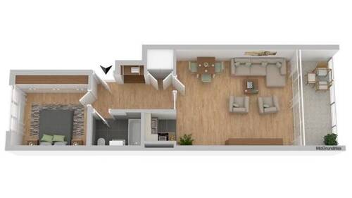 Wohnungsgrundriss-Skizze - Ruhige 2-Zimmerwohnung in Hürth-Efferen