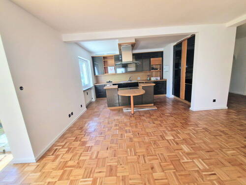 Offene Küche (Grau-Glanz/Holz) - 
