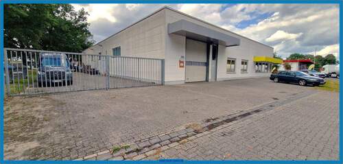 Frontansicht - Logistikhalle mit Büro und Ausstellungsfläche in Wesel. Ein neuer Standort für Erfolg!