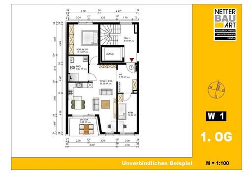 WHG 1 1. Obergeschoss.jpg - Etagenwohnung mit 76,10 m&sup2; in Fürth zum Kaufen