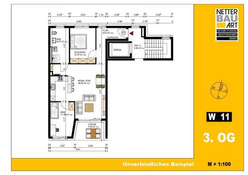 WHG 11 3. Obergeschoss.jpg - Etagenwohnung mit 81,00 m&sup2; in Fürth zum Kaufen