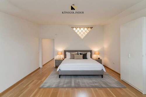 Die dargestellte Einrichtung des Schlafzimmers ist eine Visualisierung. - 2 Zimmer Etagenwohnung in Hemmingen
