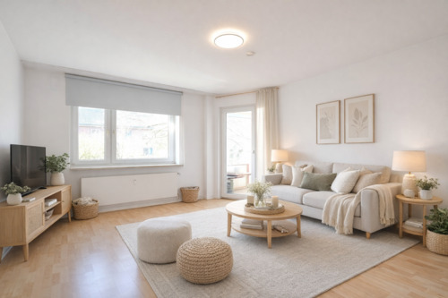 Wohnzimmer - Homestaging - 2 Zimmer Etagenwohnung zum Kaufen in Neuss