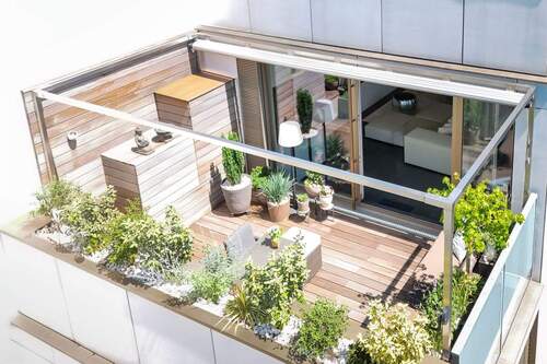 Stilvolle Dachterrasse. - Wohnen an den Isarauen. Rückzugsort mit Dachterrasse nahe der Natur.