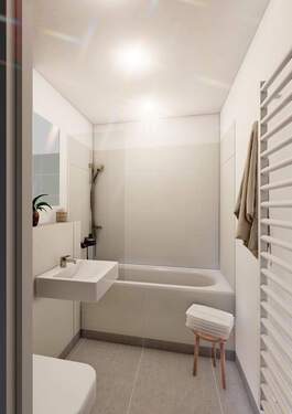 Badezimmer nach Sanierung - 3 Zimmer Etagenwohnung zur Miete in Cölpin
