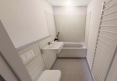 Badezimmer nach Sanierung - 3 Zimmer Etagenwohnung in Cölpin