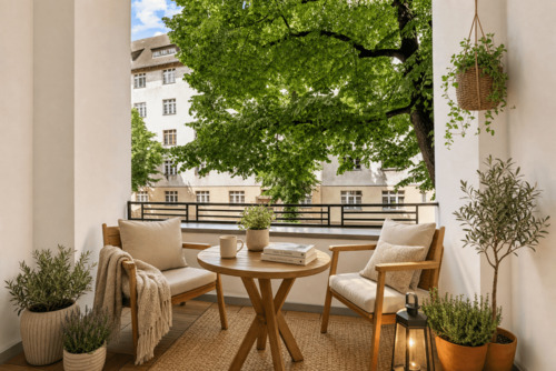 Balkon Staged (KI-generierter Inhalt) - Etagenwohnung mit 73,20 m&sup2; in Berlin zum Kaufen