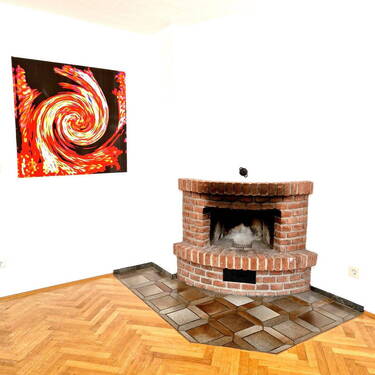 Wohnzimmer - Kamin - 5 Zimmer Doppelhaushälfte in Pullach