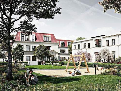Palais Stahnsdorf Innenhof mit Kinderspielplatz un - Etagenwohnung mit 90,30 m&sup2; in Stahnsdorf zum Kaufen