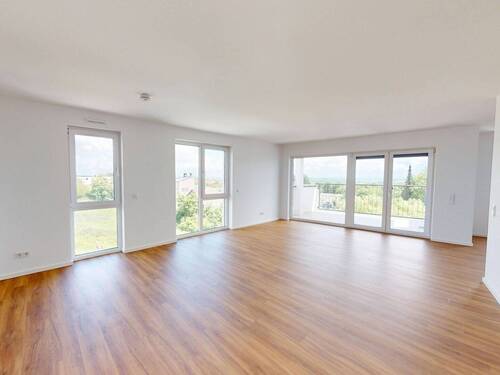 Ansicht III: Wohn- und Esszimmer mit offenem Küchenbereich - 3 Zimmer Etagenwohnung in Friedrichsdorf
