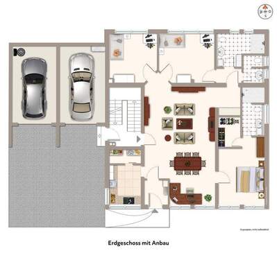 WG im Erdgeschoss mit 2 Garagen und barrierefreiem Eingang - 