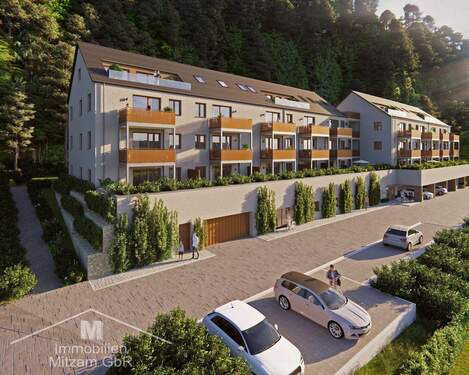 Westansicht - Wohnen am Arzberg: Neubau 2-Zimmer-Erdgeschoss-Wohnung in Waldrandlage von Beilngries (provisonsfrei)