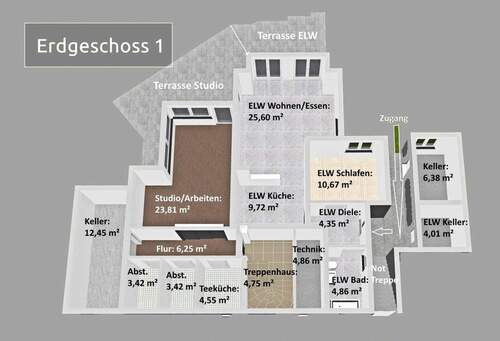 Erdgeschoss 1 mit ELW - 