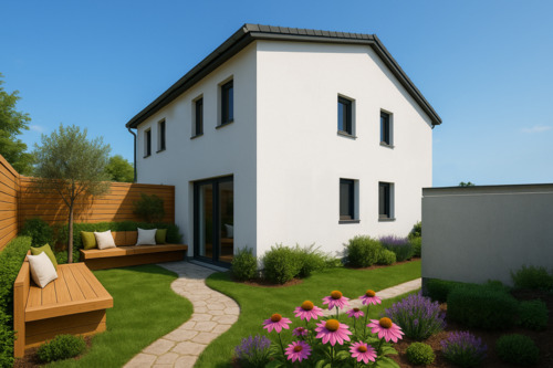 Gartenansicht - Doppelhaushälfte mit 107,00 m² in Borna zum Kaufen