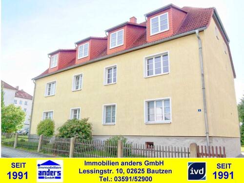 Vorderansicht.jpg - Moderne 2-Raum-Wohnung mit gem. Wiesen-GS in Löbau