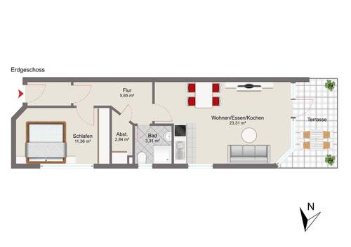 Erdgeschoss mit Mustermöblierung - 