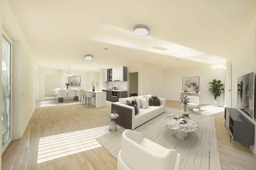 Einrichtungsbeispiel offene Küche/ Wohnbereich - Etagenwohnung mit 128,80 m&sup2; in Berlin zum Kaufen