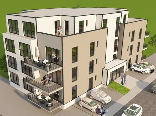 Neubau Heusweiler Visualisierung - Projektierter Neubau für ein 14-Parteien Mehrfamilienhaus in guter Lage von Heusweiler-Holz