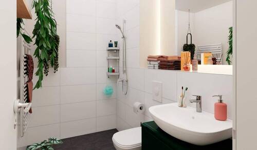 Helles Bad mit klarer Aufteilung und liebevollen Details - 