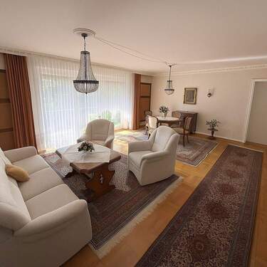 Wohnzimmer mit Balkon-Zugang - Geräumige teilmöblierte 3-Zi Wohnung mit TG-Stellplatz, Balkon und 2 Bädern in Bad Schwartau