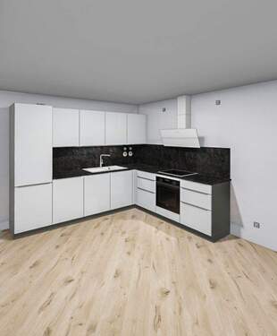 Visualisierung der geplanten Einbauküche - 3 Zimmer Etagenwohnung in Berlin