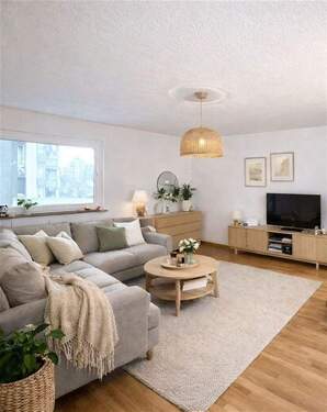 Wohnzimmer - virtually staged - Attraktive 3-Zimmer Wohnung mit Gemeinschaftspool & Sauna in München-Neuaubing