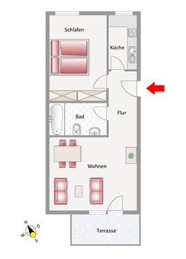 Erdgeschoss - 2 Zimmer Etagenwohnung in Rosenheim
