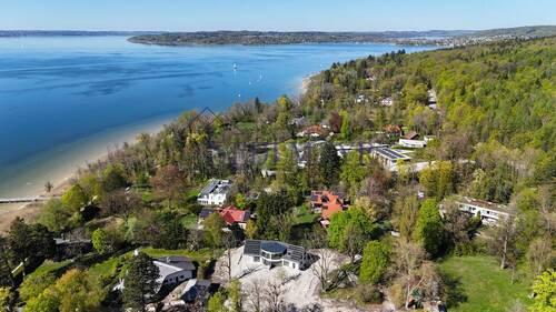 Luftbild - VERMIETUNG: Exklusive Doppelhaushälfte in idyllischer Bestlage direkt am Ammersee - Erstbezug!