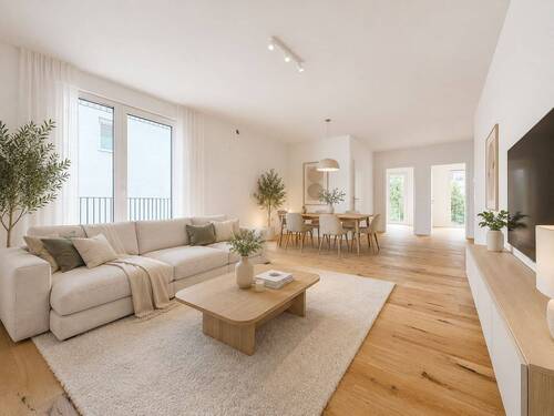 Einrichtungsbeispiel Wohnzimmer (KI-generiert) - 3 Zimmer Etagenwohnung in Heidelberg