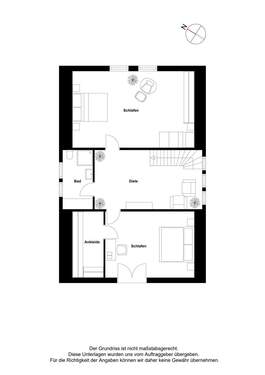 Dachgeschoss mit Beispielmöblierung - 