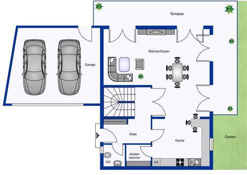 Erdgeschoss mit Doppelgarage - 