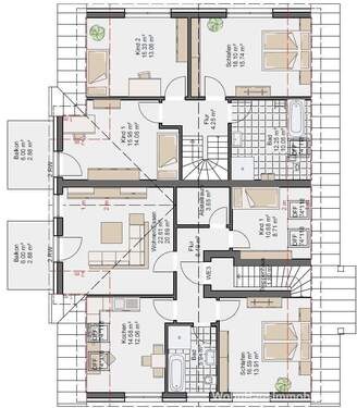 Bebauungsbeispiel Mehrfamilienhaus Dachgeschoss - 