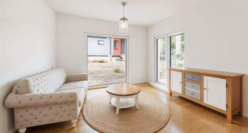 Wohnzimmer - Wohnzimmer, Landhaus - (KI generiert) - Reihenmittelhaus in schöner Wohnsiedlung zu vermieten - Neubau