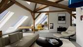 Wohnzimmer - Ikonisches Neubau-Dachgeschoss-Loft - 200 m² und zwei Dachterrassen