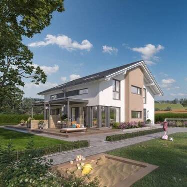 Beispielbebauung Solution 117L - LivingHaus Doppelhaus - Dein individuell geplantes Traumzuhause in Büchenbronn