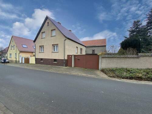 Straßenansicht mit Hofeinfahrt - 7 Zimmer Einfamilienhaus zum Kaufen in Kaiserpfalz