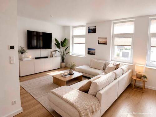 Wohnzimmer (Vorschlag).jpg - Viel Raum zum Leben – gepflegte 3-Zimmer-Wohnung mit offener Wohnküche, Wintergarten und Dachterrasse