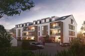 Visualisierung der Straßenansicht in Abendstimmung - Etagenwohnung mit 81,80 m&sup2; in Markt Schwaben zum Kaufen