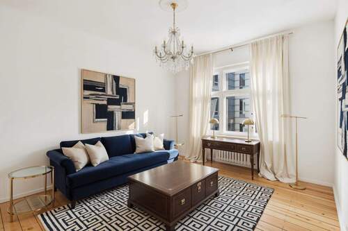 Wohnzimmer (KI generiert) - 2 Zimmer Etagenwohnung zum Kaufen in Berlin