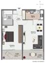 Grundriss der 2-Zimmer-Wohnung - 