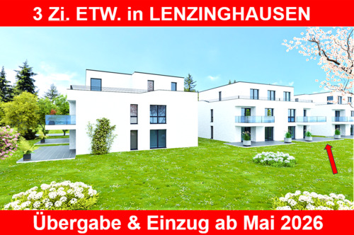 Terrassen-Wohnung - NEUBAU- TERRASSEN- WHG. inkl. KÜCHE, BODENBELÄGE komplett & Kfz- Stellplatz, in Lenzinghausen.