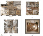 Grundriss mit visualisiertem Gestaltungsbeispiel - 