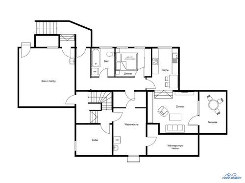 UG mit ELW und Büro/Hobby - 