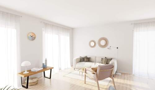 Ein lichtdurchflutetes Wohnzimmer zum wohligen Bei - Moderne Eigentumswohnung mit sonnigem Balkon