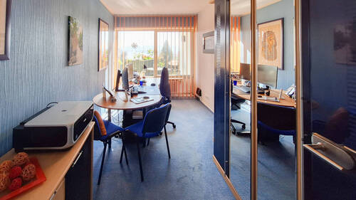 Arbeitszimmer mir Blick über den Rhein - 