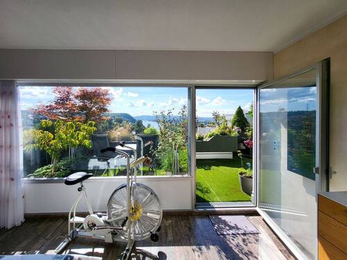 Schlafzimmer mir Blick über den Rhein - 