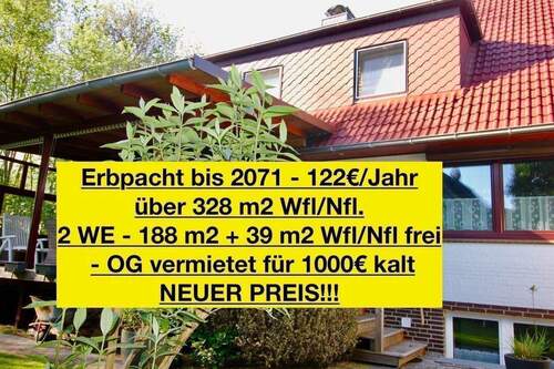 Selber Wohnen + Vermieten?? - MEHRFAMILIENHAUS - TOP LAGE - SCHÖNE AUSSTATTUNG - Erbpacht bis 2071 - 328,39 m2 WflNfl - 2 WE frei 1 x vermietet