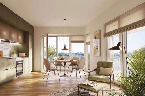 Essbereich+Küche - Tolle 4 Zimmer-Wohnung mit ca. 94m² samt Badewanne, Dusche , Gäste-WC und Balkon