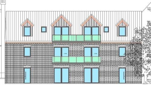 Ansicht Straße - Moderne Neubauwohnung mit Terrasse