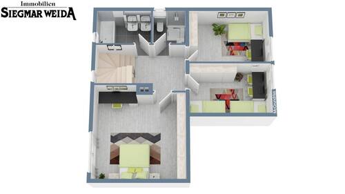 Obergeschoss Schlafen, Bad, Kinderzimmer - 